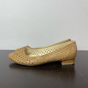 Andrew Geller Tan Perforated Ballet Flats